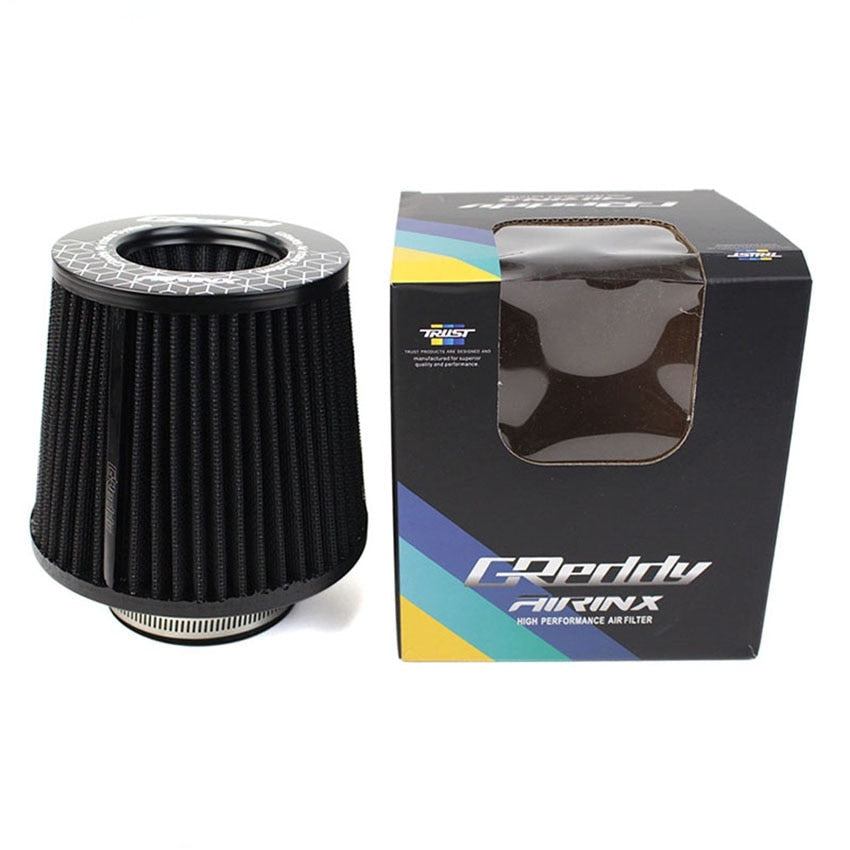 Greddy Intake Air Filter 3 Inch 76mm Black Red Blue Universal High Flow Racing Performance Cone Tapered Airfilter JDM Tuning - YYC Car Accessories