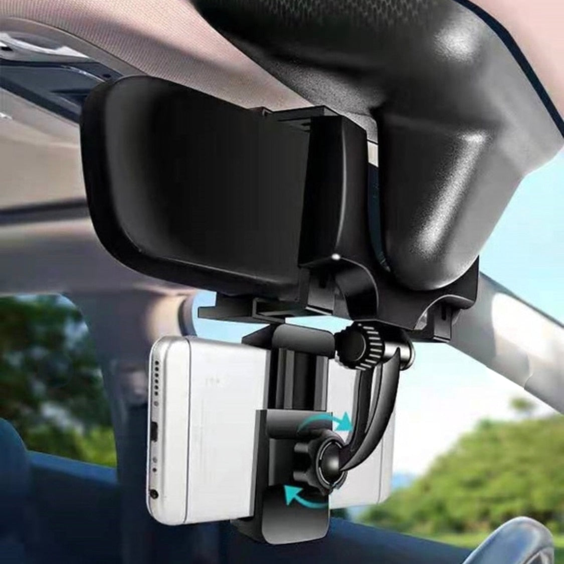 Rotatable Adjustable Car Rearview Mirror Phone Holder Universal GPS Mounts Hanging Bracket Car Phone Holders - YYC Car Accessories