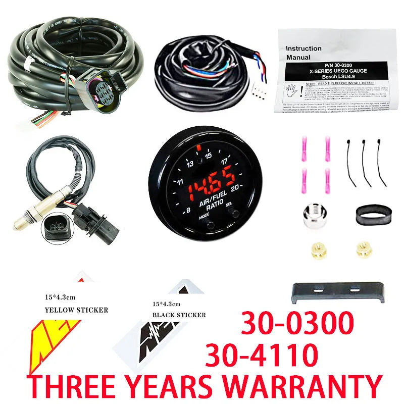 30-0300 30-4110 X-Series Wideband O2 Air Fuel Ratio Gauge Kit OEM LSU 4.9 0258017025 Oxygen Sensor w/Original Box+ for AEM Decal - YYC Car Accessories