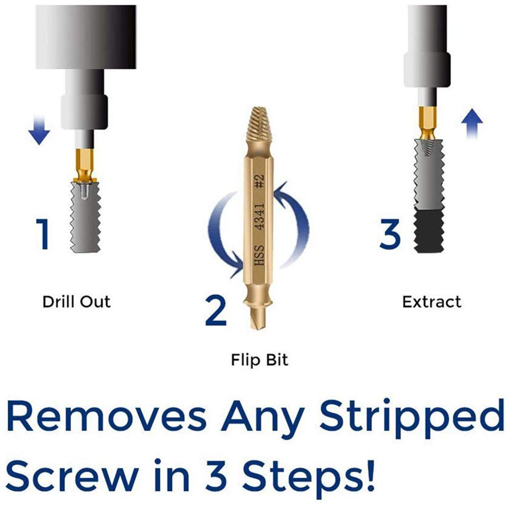 6pcs Damaged Screw Extractor Drill Bit Set Stripped Easily Take Out Broken Screw Bolt Remover Extractor Demolition Tools Set repair tool - YYC Car Accessories