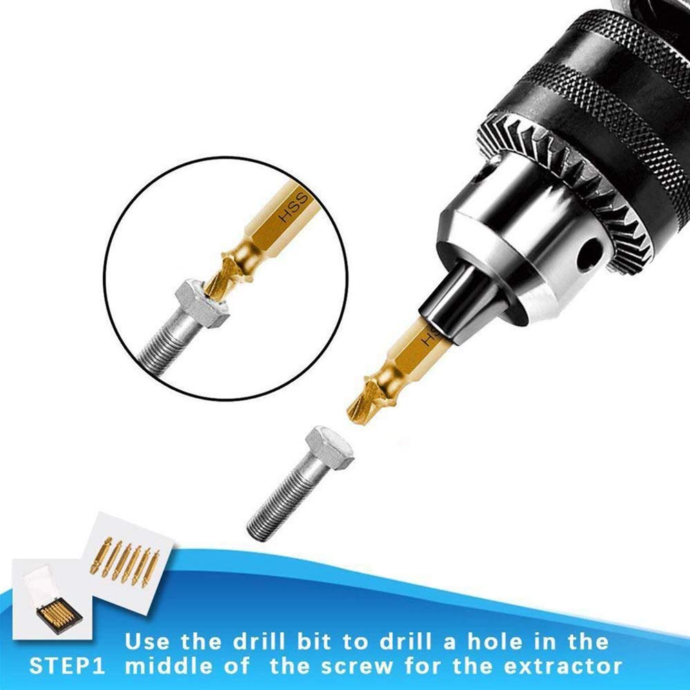6pcs Damaged Screw Extractor Drill Bit Set Stripped Easily Take Out Broken Screw Bolt Remover Extractor Demolition Tools Set repair tool - YYC Car Accessories
