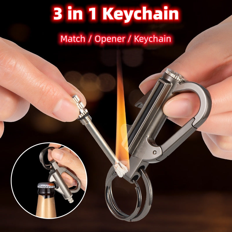 Creative Metal Keychain Lighter Wild Fire Ten Thousand Times Use Kerosene Lighters Gifts For Men Car Accessories - YYC Car Accessories