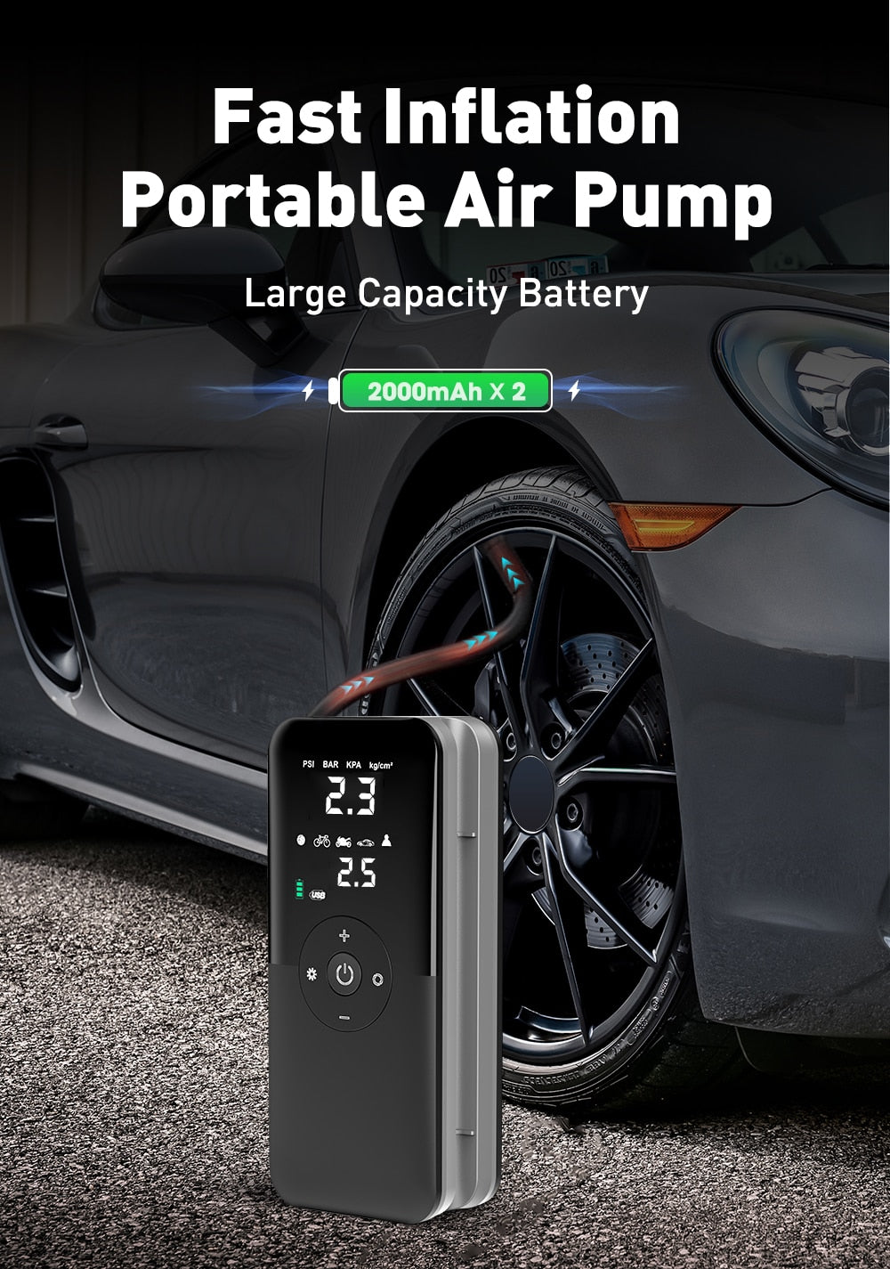 Air Compressor 12v Air Pump For Car Portable Tire Inflator Electric Motorcycle Pump Air Compressor For Car Motorcycles Bicycles - YYC Car Accessories