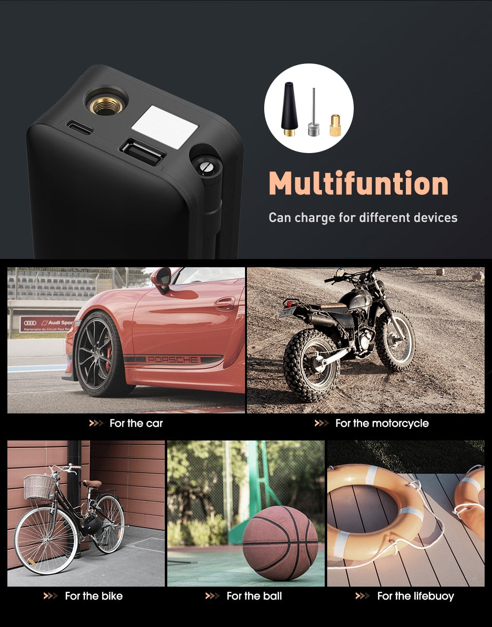 Air Compressor 12v Air Pump For Car Portable Tire Inflator Electric Motorcycle Pump Air Compressor For Car Motorcycles Bicycles - YYC Car Accessories