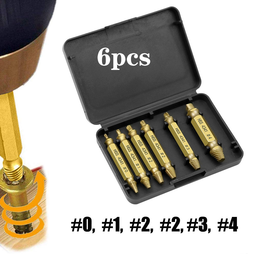 6pcs Damaged Screw Extractor Drill Bit Set Stripped Easily Take Out Broken Screw Bolt Remover Extractor Demolition Tools Set repair tool - YYC Car Accessories