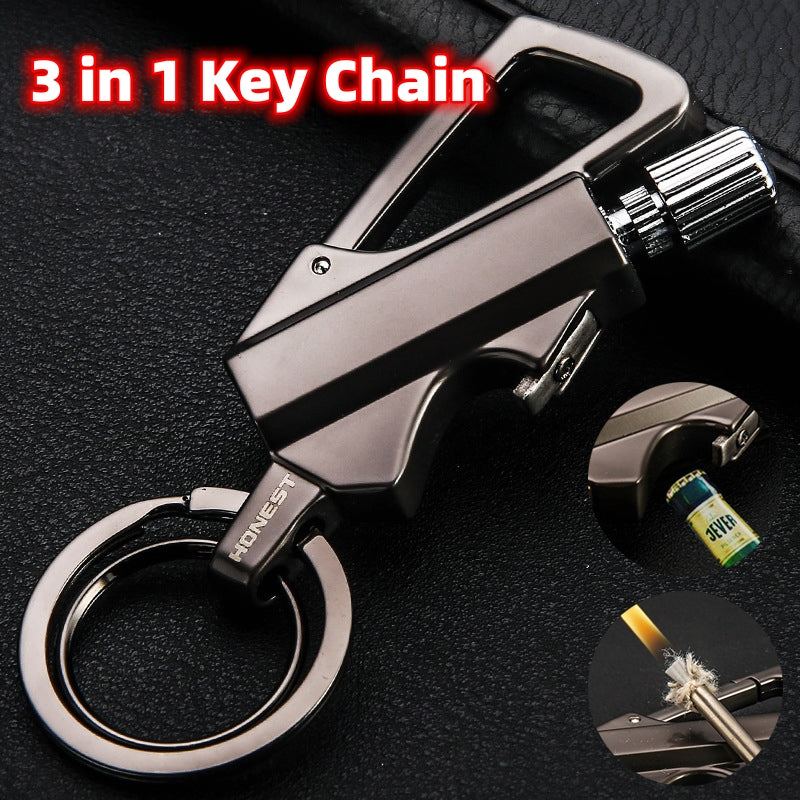 Creative Metal Keychain Lighter Wild Fire Ten Thousand Times Use Kerosene Lighters Gifts For Men Car Accessories - YYC Car Accessories