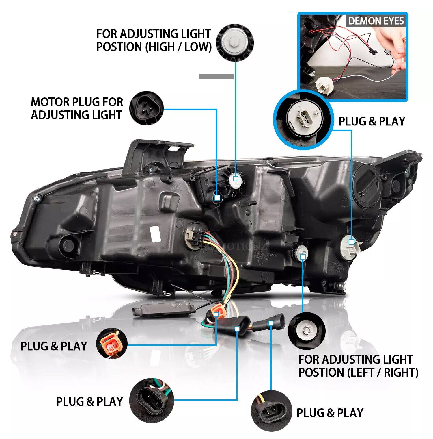 LED Headlights for Honda Civic 10Th Gen 2016-2021 Sedan Coupe Hatchback Type R Animation Sequential Indicator FK6 FK7 FK8 Front - YYC Car Accessories 