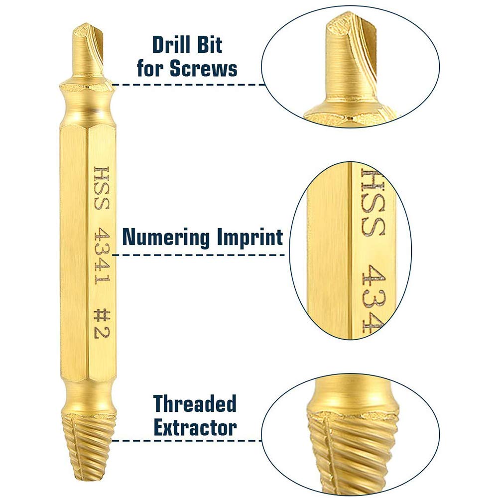 6pcs Damaged Screw Extractor Drill Bit Set Stripped Easily Take Out Broken Screw Bolt Remover Extractor Demolition Tools Set repair tool - YYC Car Accessories 