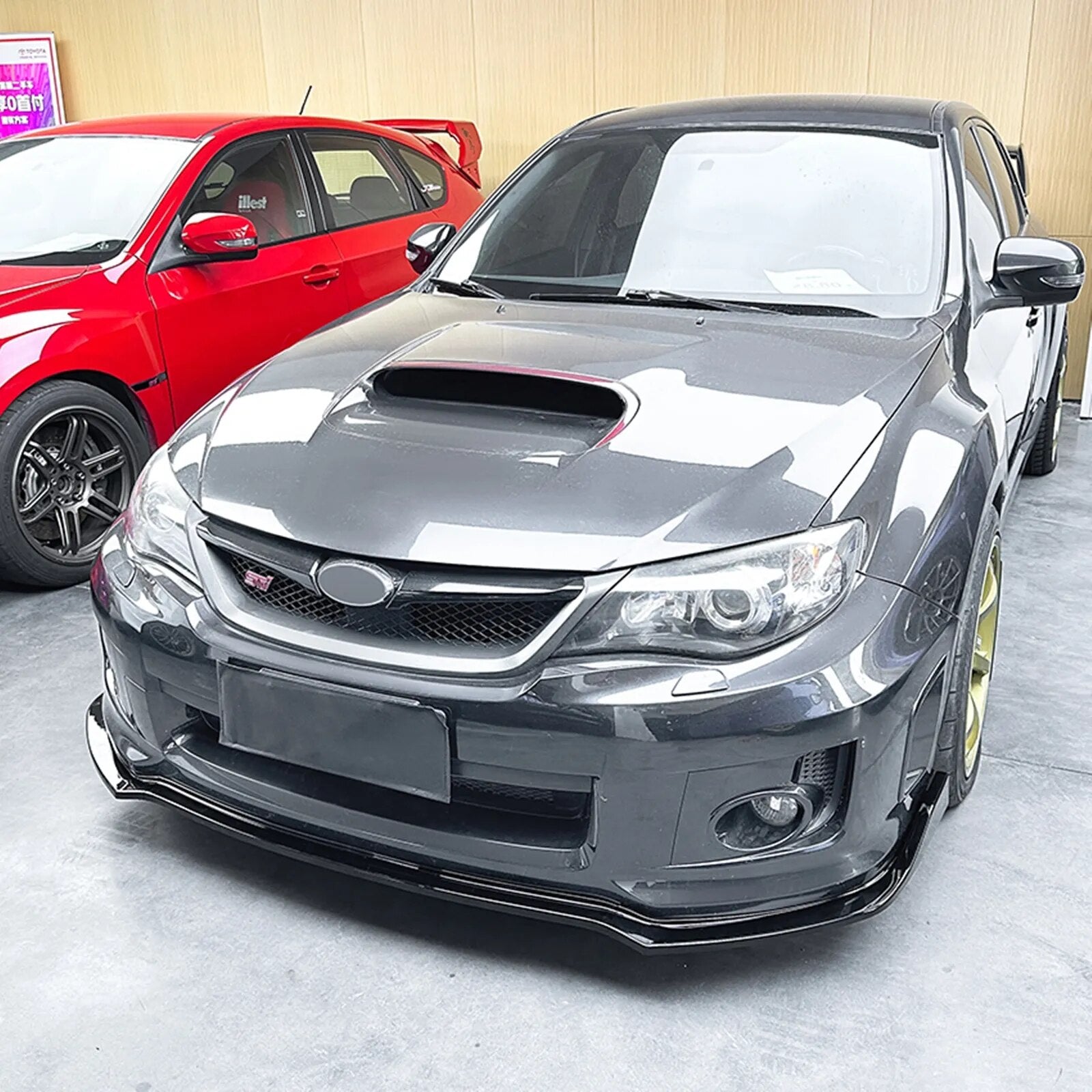 Front Bumper Spoiler Lip For Subaru Impreza WRX STI 2011 2012 2013 2014 Carbon Fiber Look/Gloss Black Car Lower Splitter Blade - YYC Car Accessories 