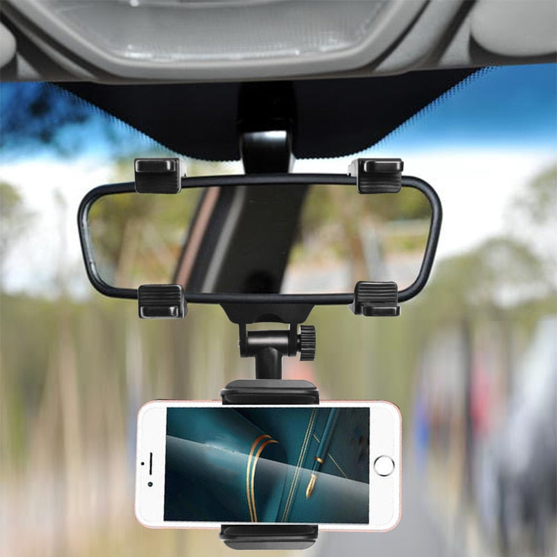 Rotatable Adjustable Car Rearview Mirror Phone Holder Universal GPS Mounts Hanging  Bracket Car Phone Holders - YYC Car Accessories 