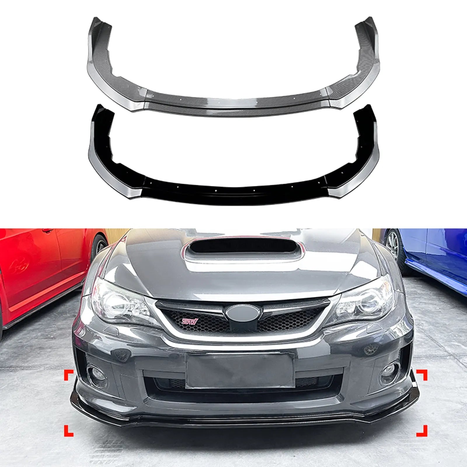 Front Bumper Spoiler Lip For Subaru Impreza WRX STI 2011 2012 2013 2014 Carbon Fiber Look/Gloss Black Car Lower Splitter Blade - YYC Car Accessories 