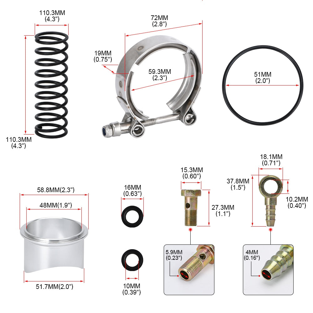 Universal 50mm V-Band Blow Off Valve BOV Q Typer With Weld On Aluminum Flange 35 PSI With Logo High Quality - YYC Car Accessories 