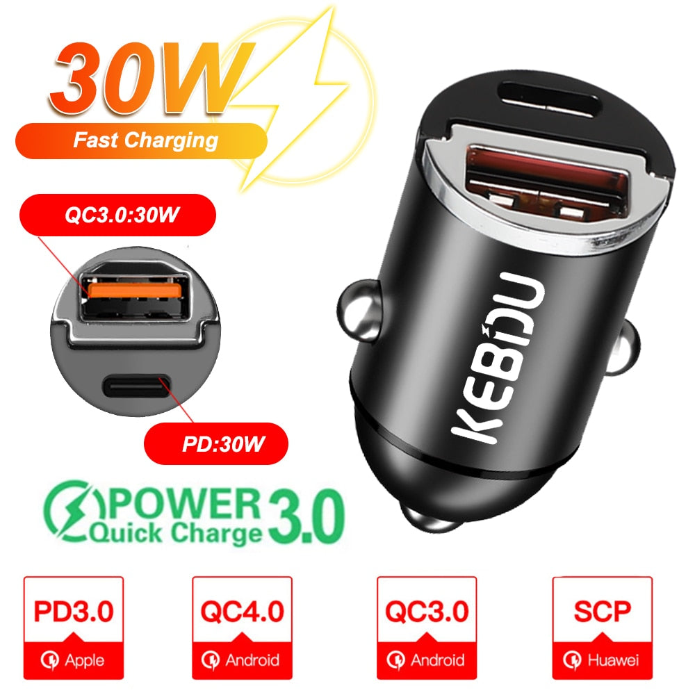 200W QC3.0 PD USB Super Fast Car Chargers Type C Quick Charge Adapter 100W USB C Phone Mini Charger For Iphone Huawei Samsung - YYC Car Accessories 