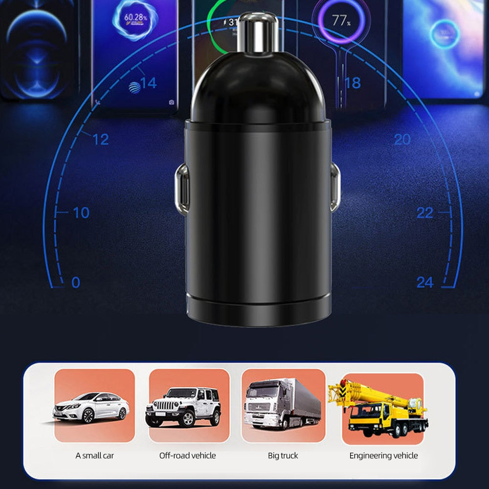 200W QC3.0 PD USB Super Fast Car Chargers Type C Quick Charge Adapter 100W USB C Phone Mini Charger For Iphone Huawei Samsung - YYC Car Accessories 