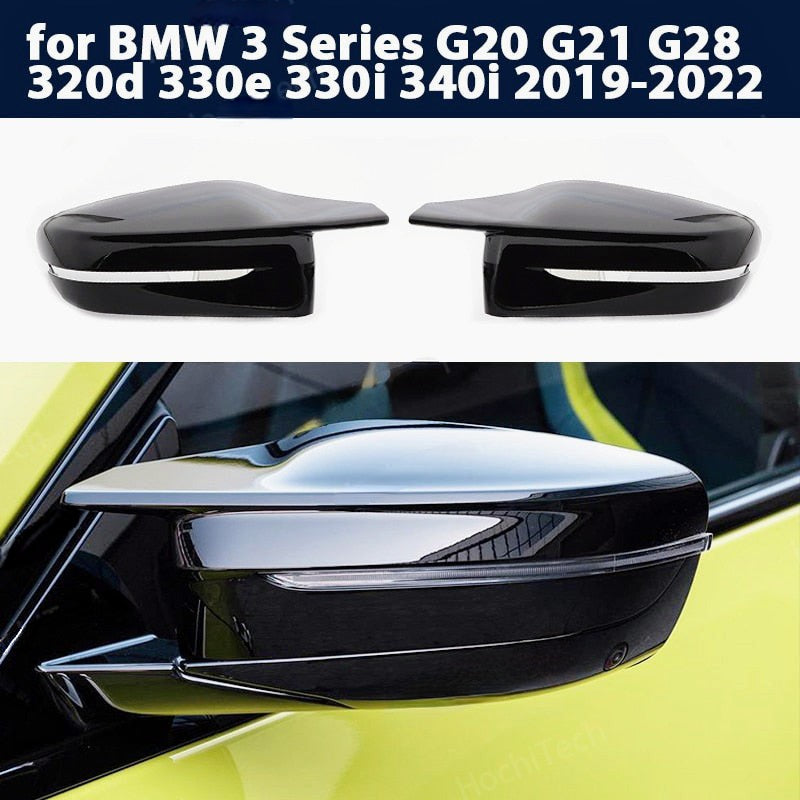 BMW G20 G30 G38 Bright Black Side Wing Rearview Mirror cover caps For BMW 3 4 5 7 Series G20 G21 G28 G22 G11 G12 M4 style LHD - YYC Car Accessories 