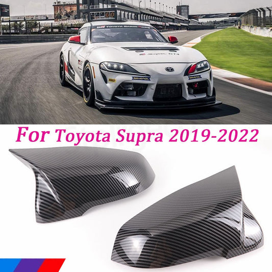 For Toyota GR Supra A90 2019 2020 2021 2022 ABS Carbon Fiber/Black side mirror caps - YYC Car Accessories 